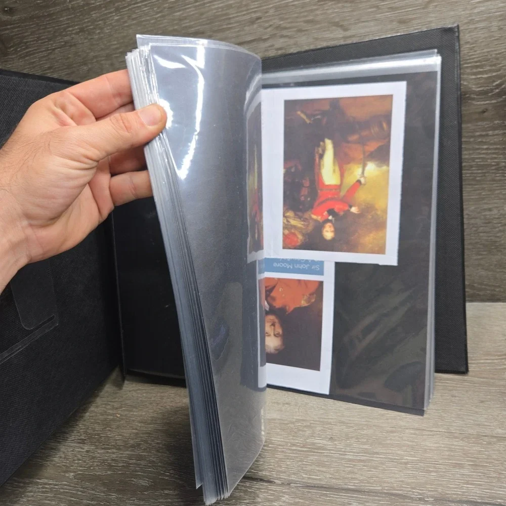 Large Black Leatherette Photo Album Portfolio Book Binder Clear Sleeves Inserts